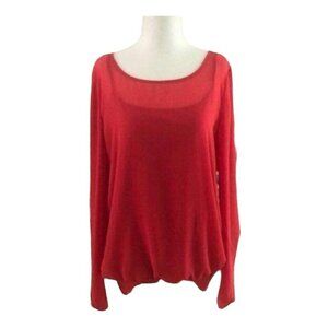 Halo Orange Layered Hi/Low Long-Sleeve Top, Scoop Neckline Women's Size S